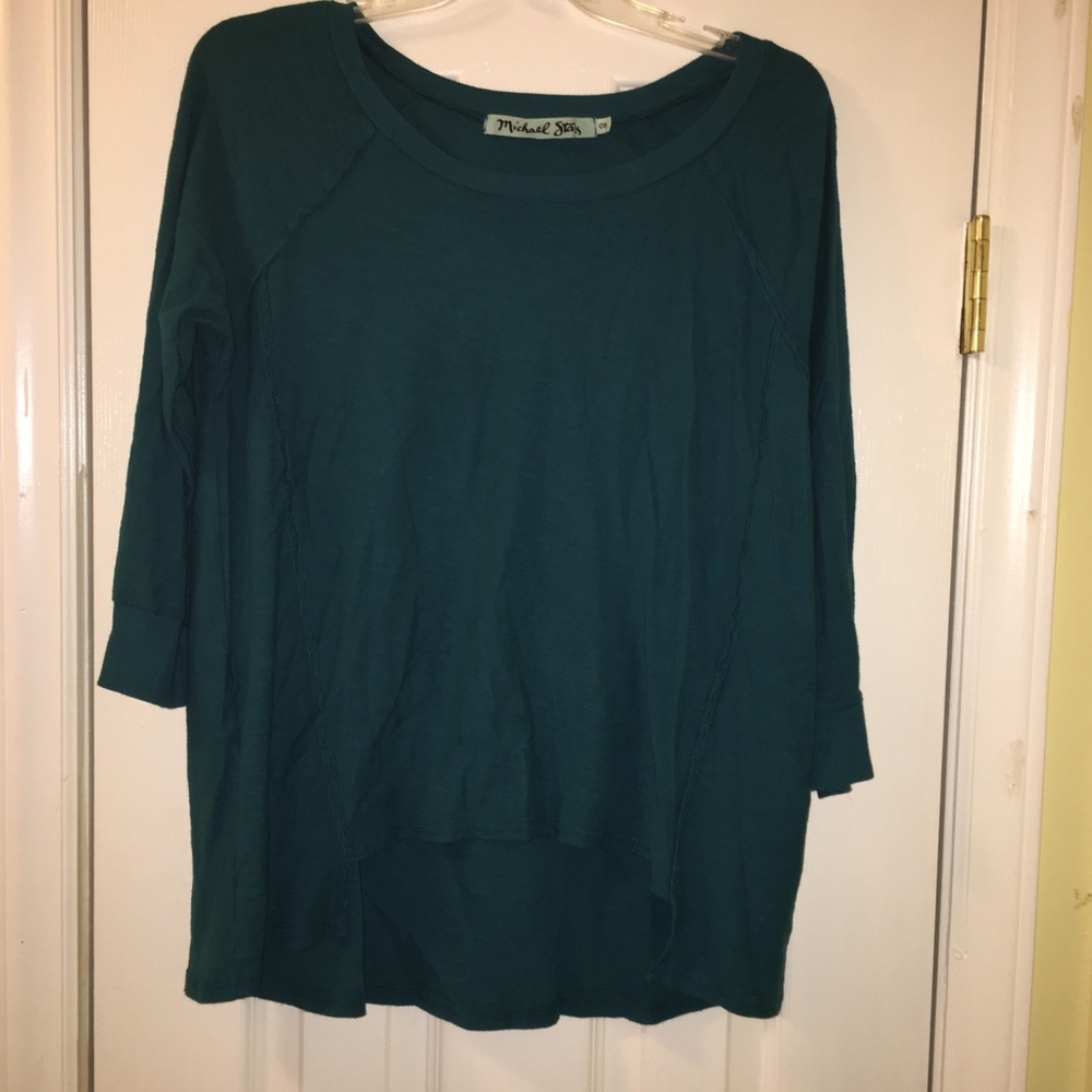 EUC Michael Stars high low teal top OS